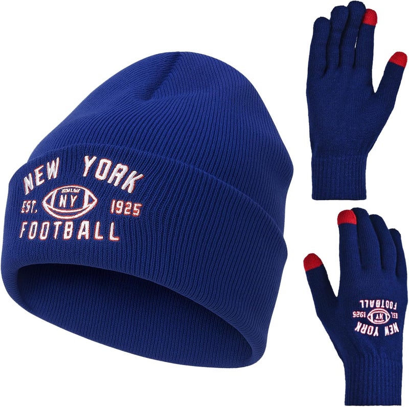 mtstaowe Vintage Classic Skull Cap Embroidery Beanie Fasion Hat Cuffed Winter Hat Knit Comes with Warm Gloves Gifts for Men Women Fans - Image 1